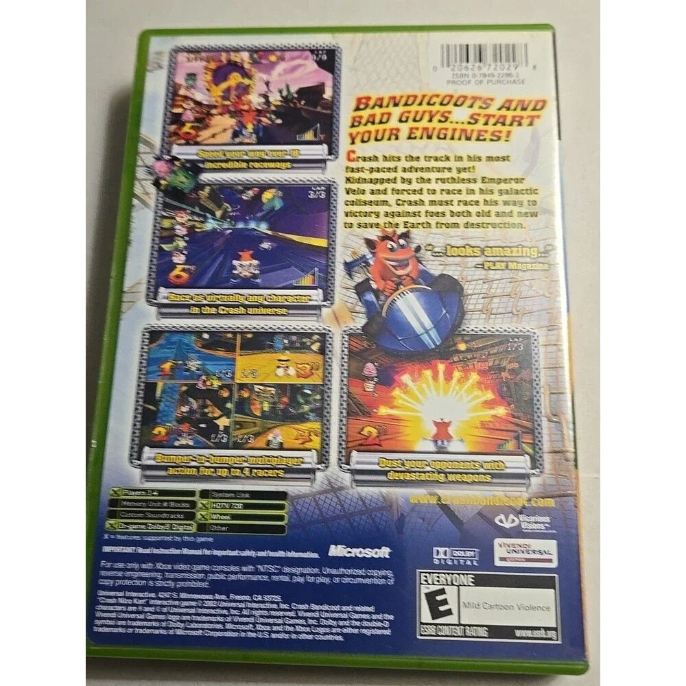Crash Nitro Kart Crash Bandicoot (Original Xbox) CIB COMPLETE & TESTED